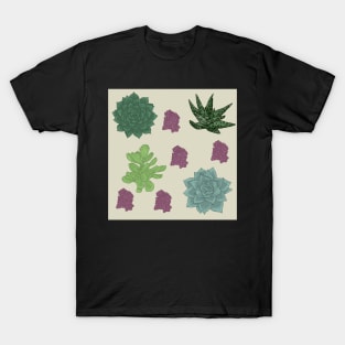 Succulents Pattern Creme T-Shirt